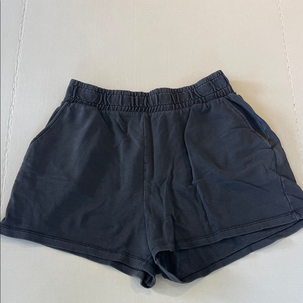 Zara Black Cotton Blend Sweat Shorts Size L